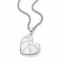 A silver heart-shaped pendant necklace with a basketball-inspired geometric pattern, suspended from a silver curb chain against a clean white background.