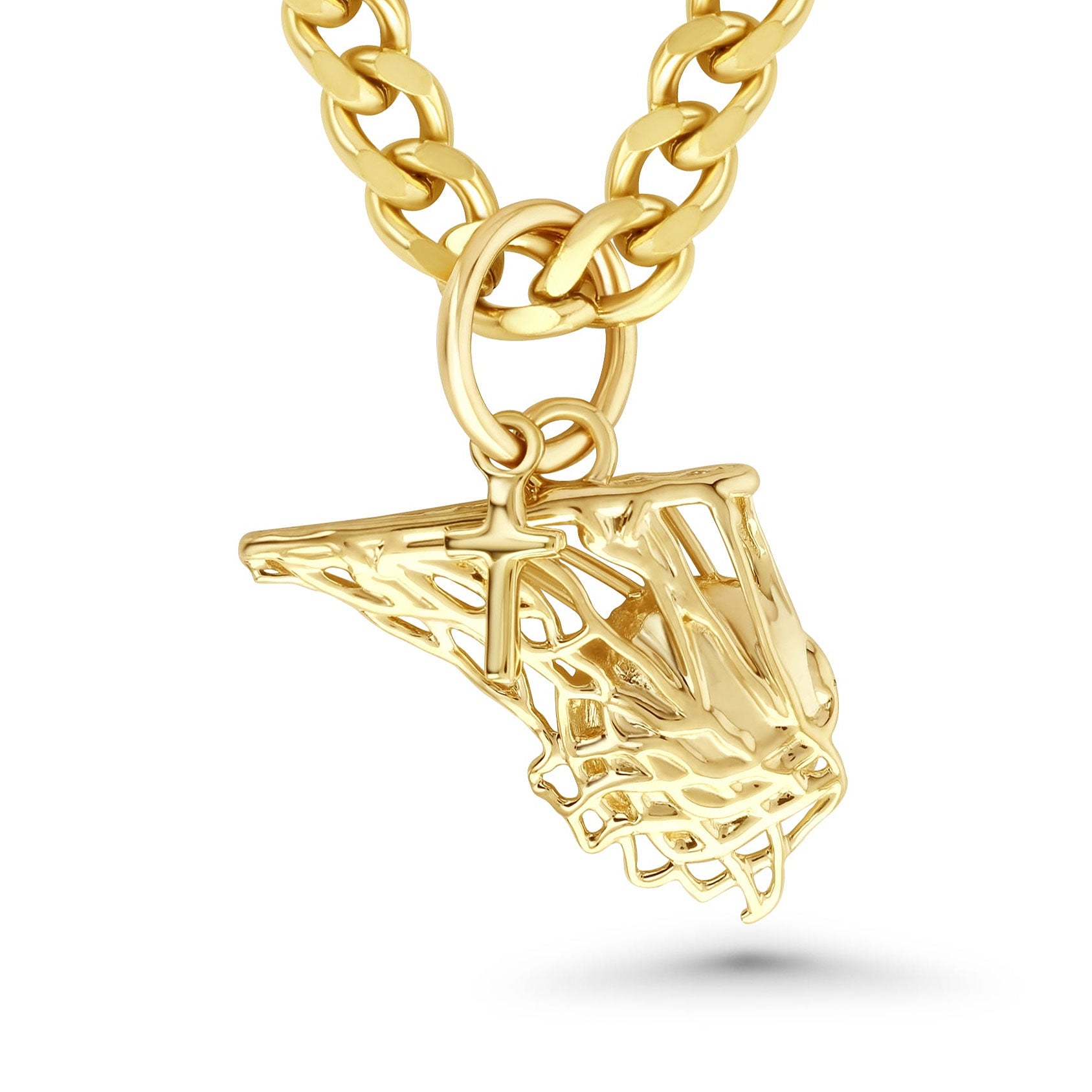 Basketball Net Necklace w/ Dangle Cross Pendant