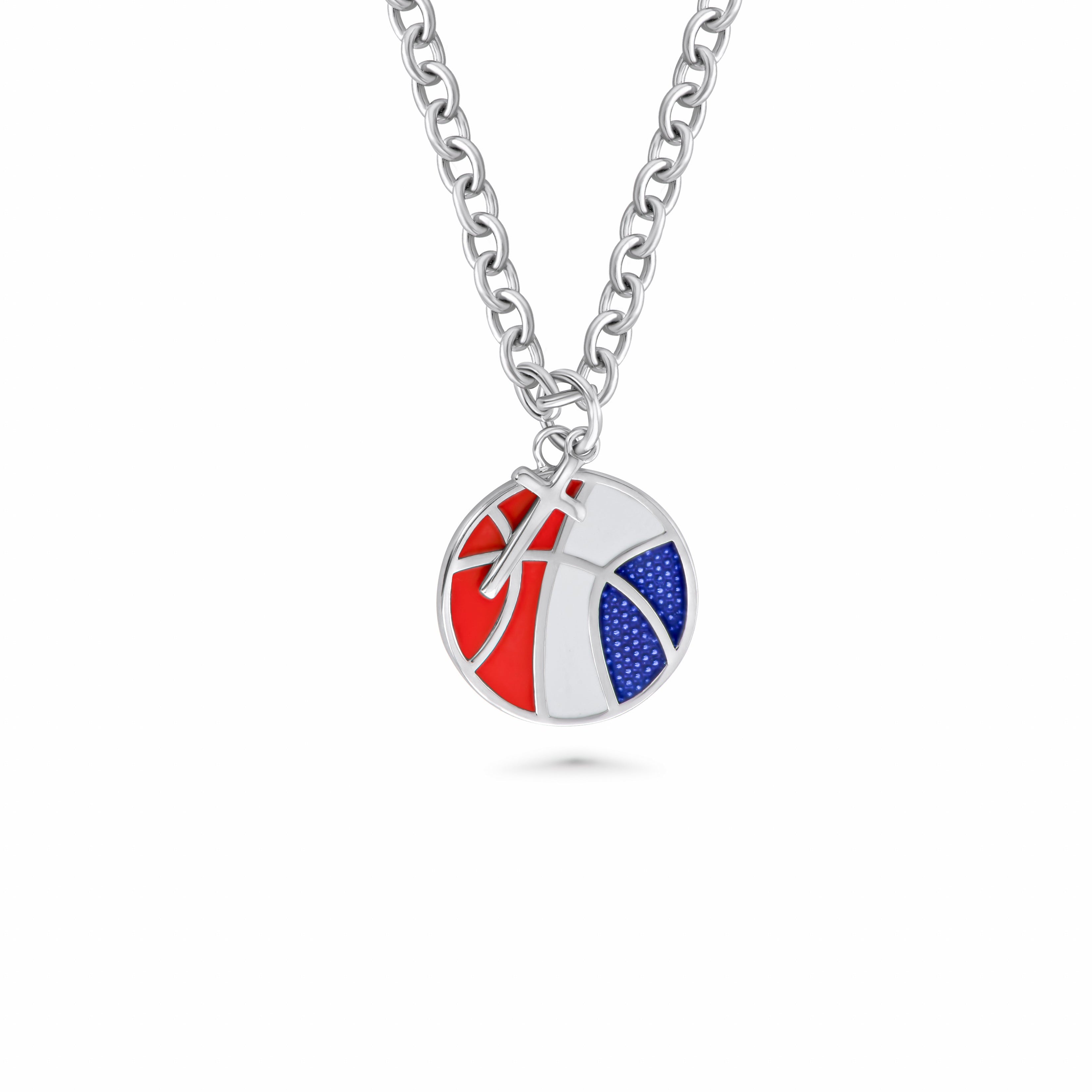 Basketball Cross Necklace | Red White Blue 