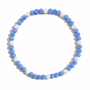 Blue Velocity Iced Out Baseball Bead Necklace | Blue & White