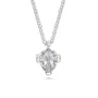 Iced Out Catchers Mask With Pricess Cut Diamonds | Silver cross pendant necklace on a white background