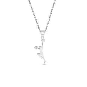 Cheerleader Pom Pom Necklace With Cross | Sterling Silver