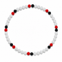 All In Faith Code Red Iced Out Baseball Bead Necklace with sparkling white, black and red beads