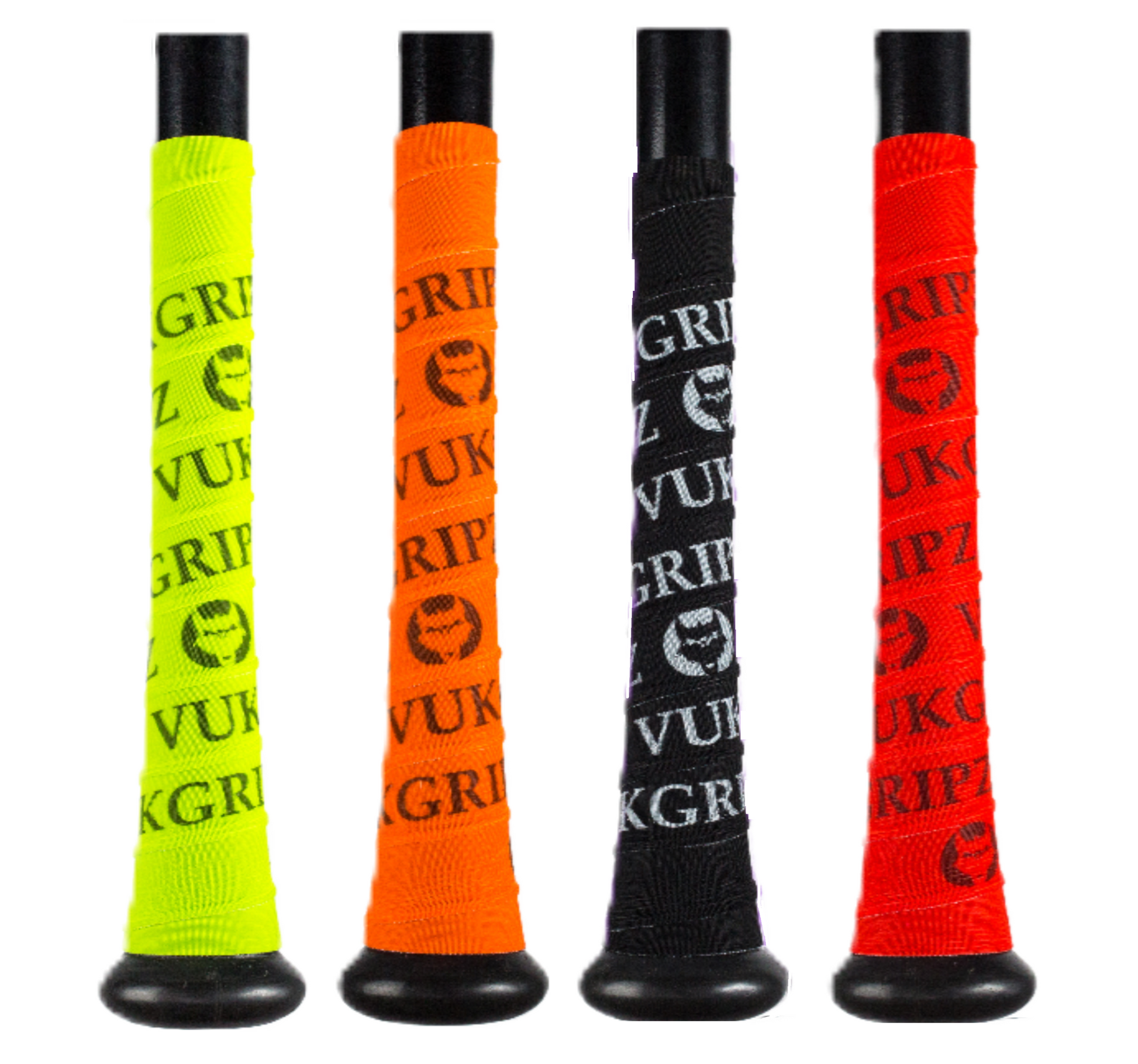 Legacy Bat Grip Tape colors: yellow, orange, black, and red providing superior grip and comfort for every swing.