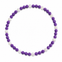 All In Faith Dinger Iced Out Baseball Bead Necklace with sparkling purple and white beads