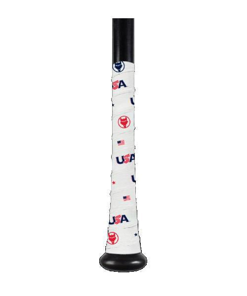 USA Baseball Bat Grip Tape Collection featuring red and blue USA logos on a white grip.