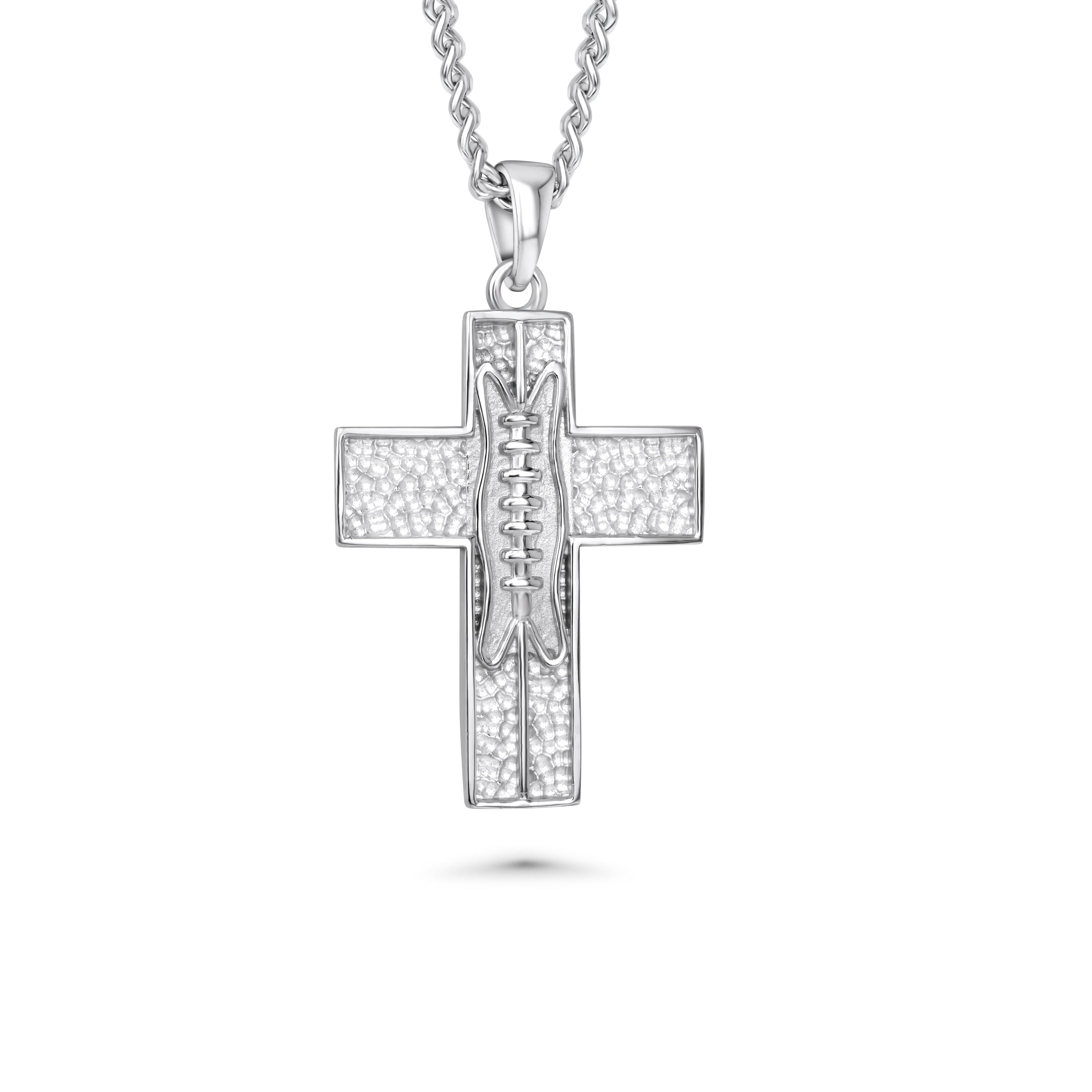 Pigskin Football Cross Necklace | Gold Stainless | Football Cross Pendant | All In Faith