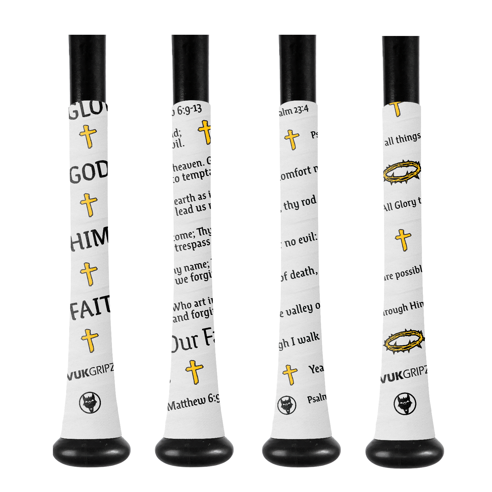 Christian Faith Baseball Bat Grip Tape | VukGripz featuring inspiring designs and scripture for baseball players.