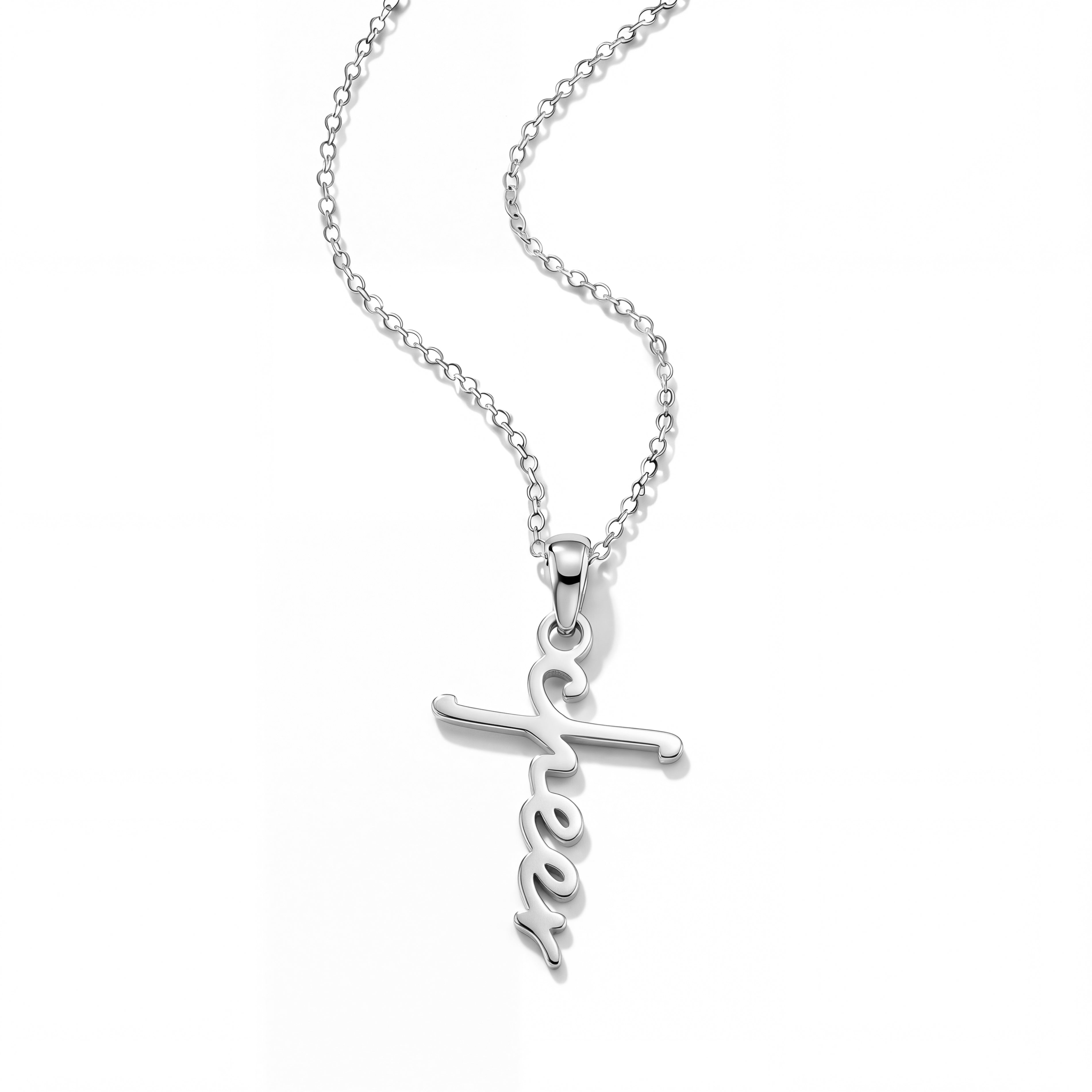 Cheer Script Cross Necklace
