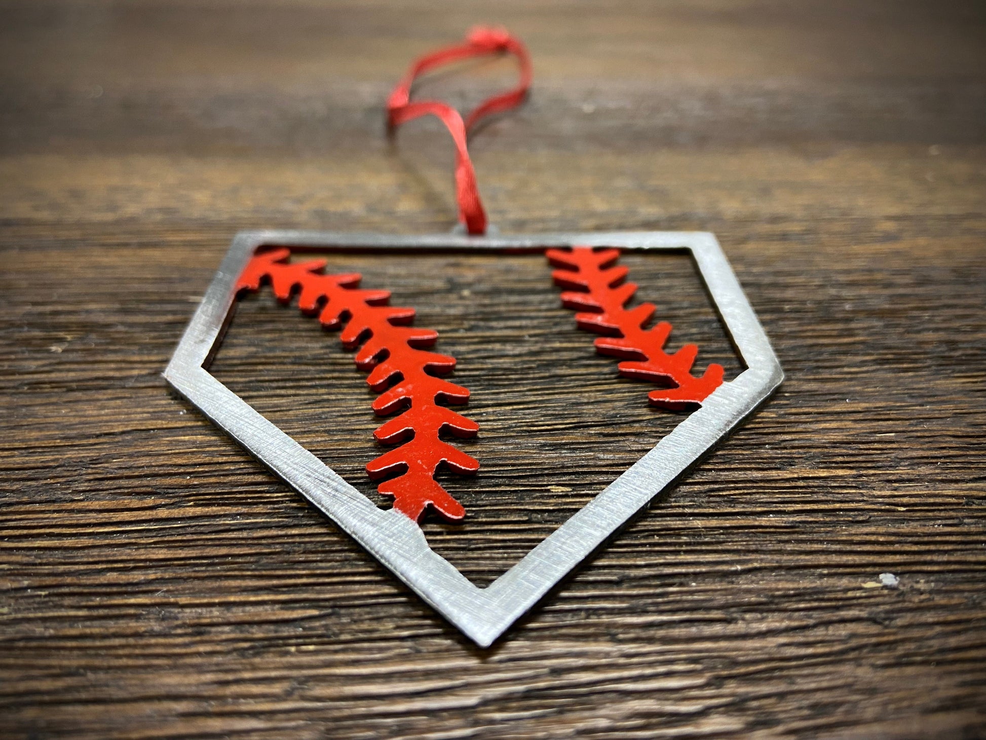 Baseball Home Plate Christmas Ornament - “STEEL HOME" Christmas Ornament