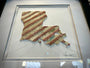 Custom State Artwork - Louisiana made from used baseballs, featuring a handcrafted baseball art piece in a framed design.