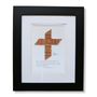 The Baseball Cross - Original Artwork Made from Actual Used Baseballs, framed artistic piece featuring a woven cross.