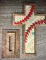 Old Rugged Baseball Softball Cross with Wood Stand