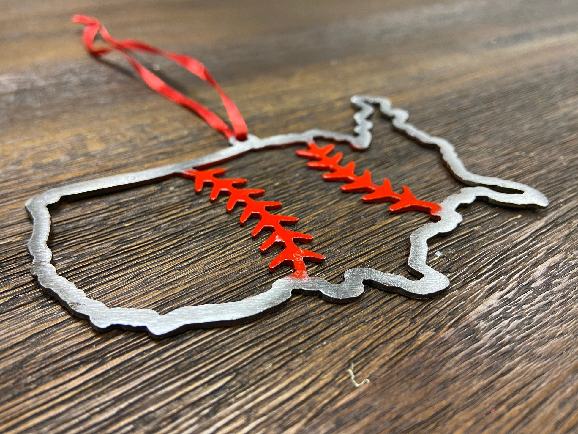 Baseball Ornament - Baseball Stitches Inside USA “STEEL UNITED" Christmas Ornament