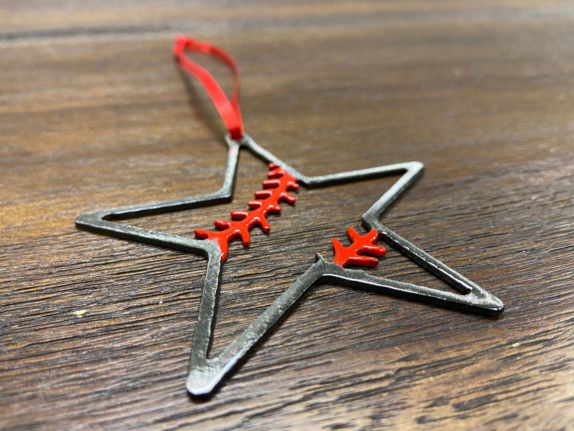 Baseball Ornament - Baseball Stitches Inside Star “STEEL UNITED" Christmas Ornament