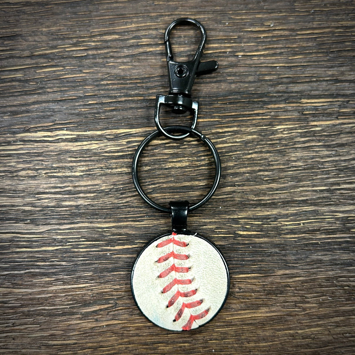 The Baseball Seams Company Black Baseball Seam Keychain, product detail view