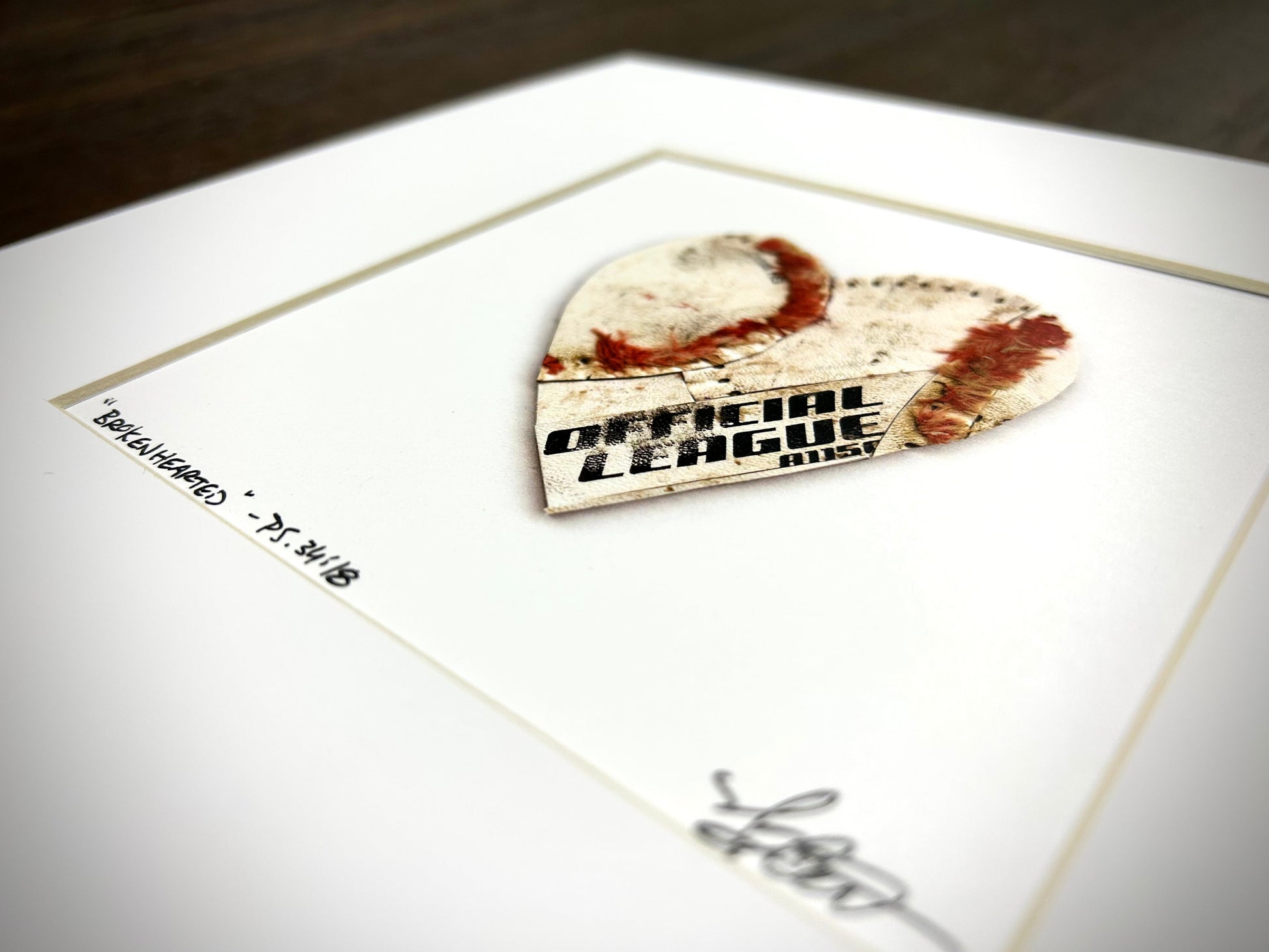 Brokenhearted Print - Matted to 10x10, featuring a heart design with an autograph by Nathan Rueckert.