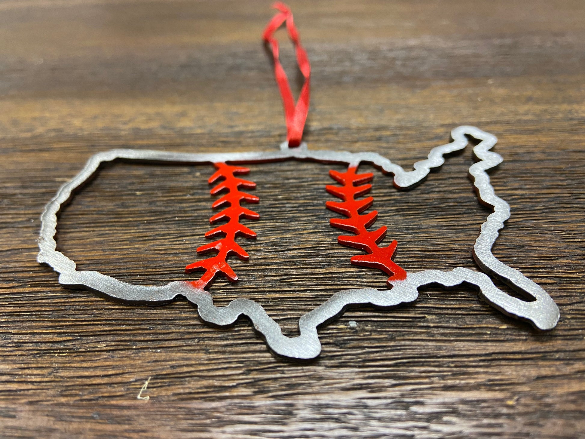 Baseball Ornament - Baseball Stitches Inside USA “STEEL UNITED" Christmas Ornament