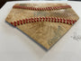 The Baseball Seams Company HOME home plate baseball artwork made with used baseball seams, framed display view