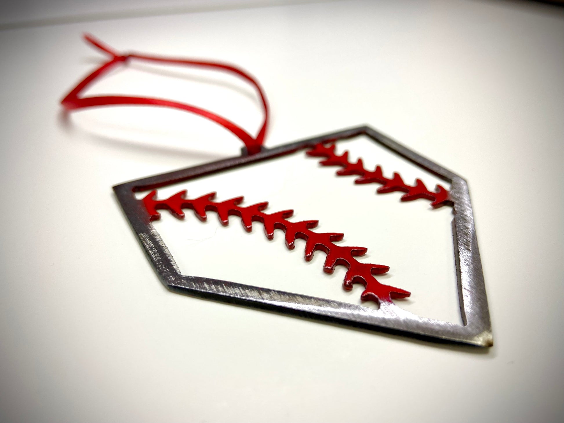 Baseball Home Plate Christmas Ornament - “STEEL HOME" Christmas Ornament