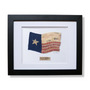 Texas State Flag Original Artwork titled 'Deep In The Heart Of Texas', crafted from baseball materials in a framed design.