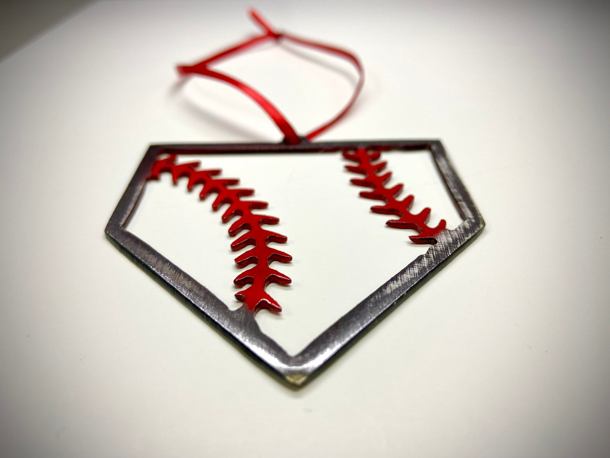 Baseball Home Plate Christmas Ornament - “STEEL HOME" Christmas Ornament