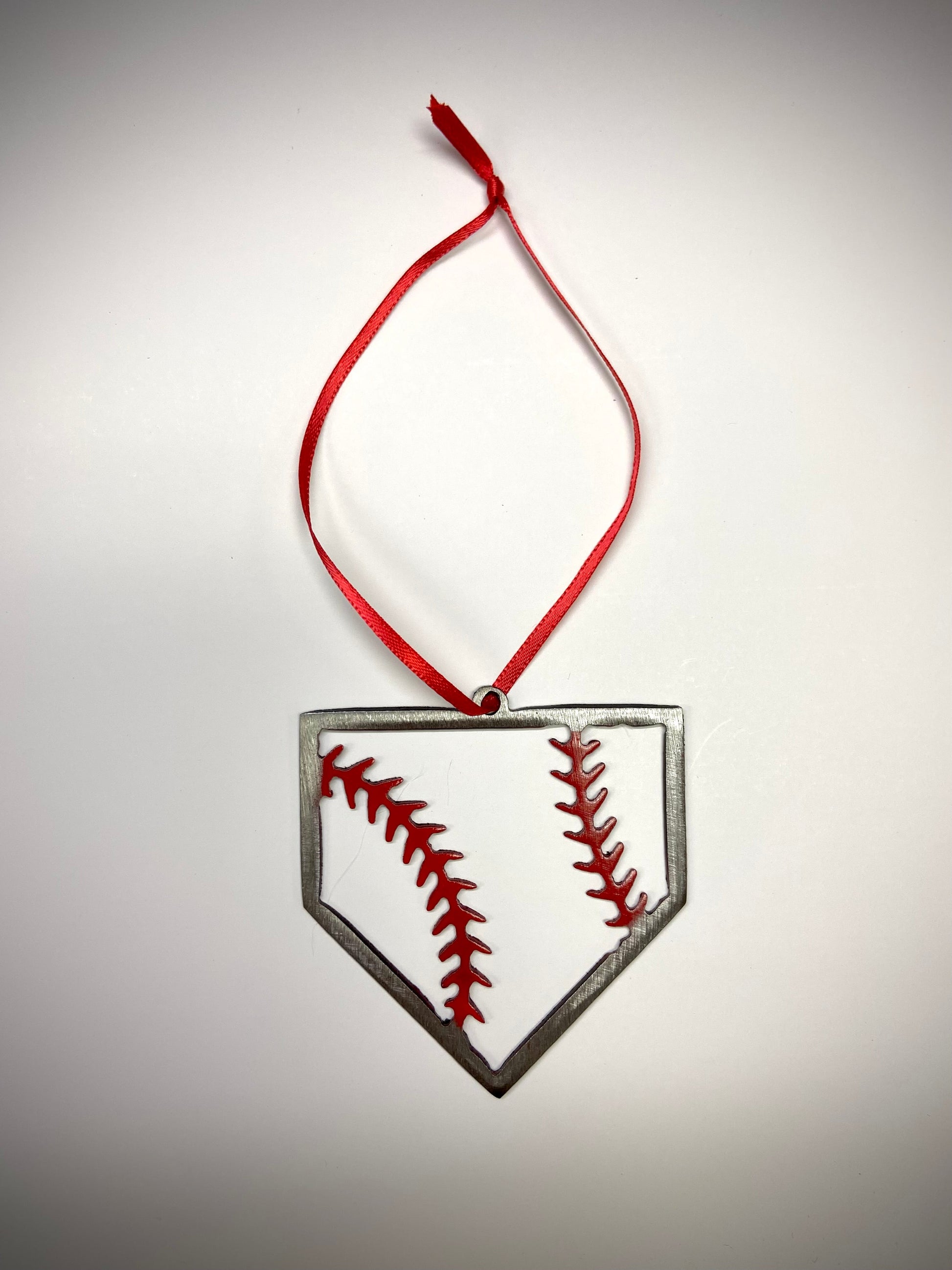 Baseball Home Plate Christmas Ornament - “STEEL HOME" Christmas Ornament