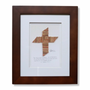 The Baseball Cross - Original Artwork Made from Actual Used Baseballs framed artwork depicting a cross made from baseball seams.