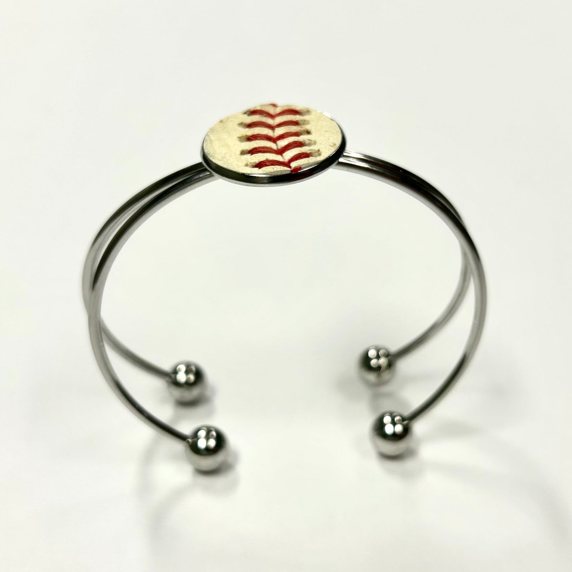 Baseball Seam Silver Bangle Bracelet
