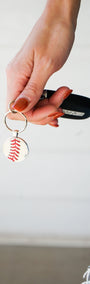 Silver Baseball Seam Keychain