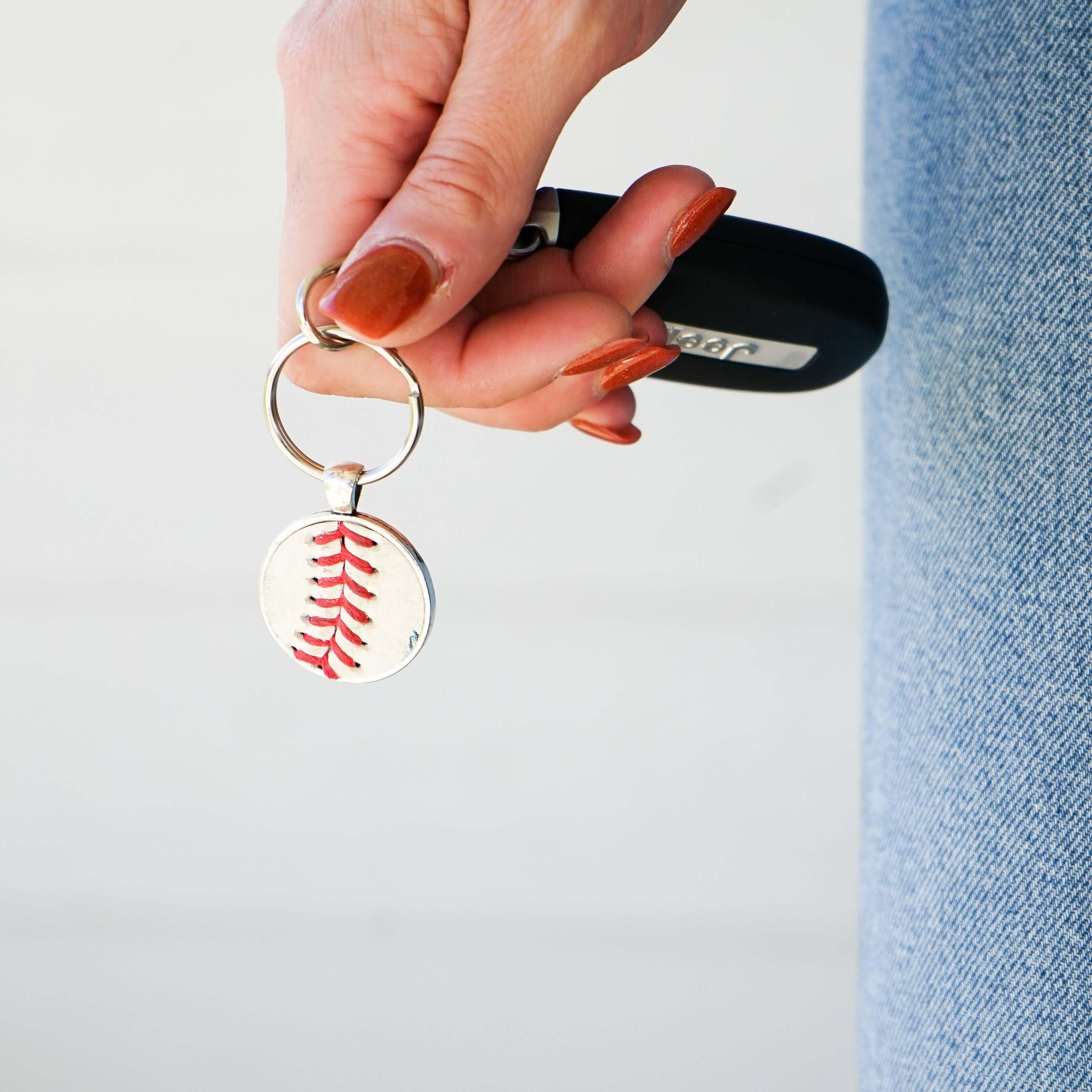 Silver Baseball Seam Keychain