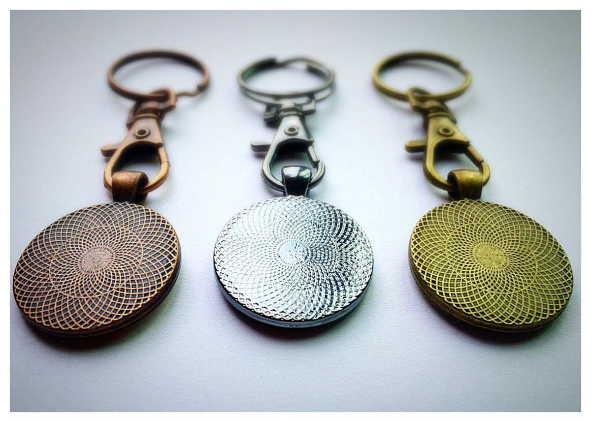 The Baseball Seams Company Baseball Seam Keychain made with used baseball seams, product detail view