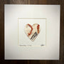Brokenhearted Print - Matted to 10x10, a heart art piece inspired by Psalms 34:18, framed with white matting.