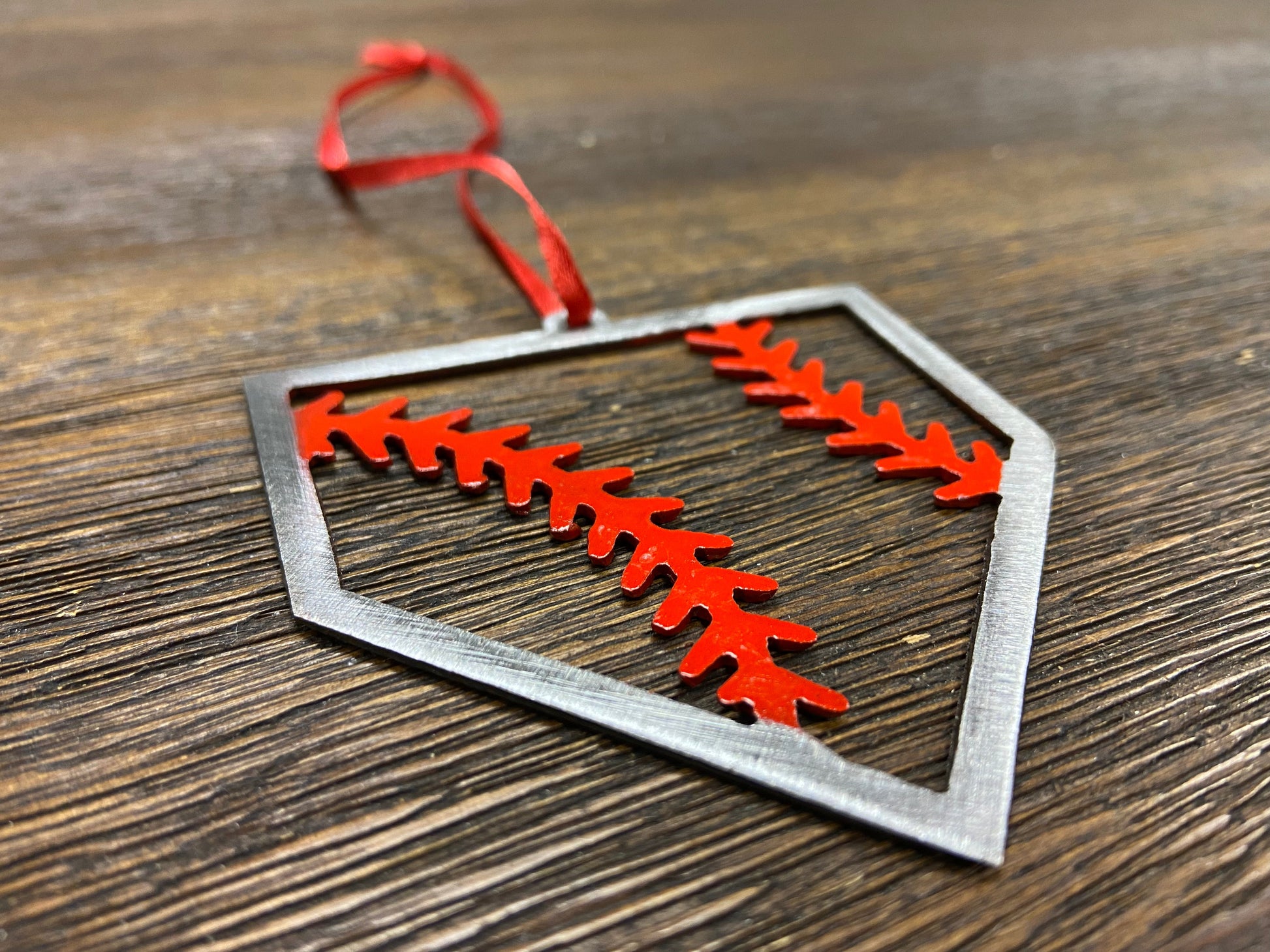 Baseball Home Plate Christmas Ornament - “STEEL HOME" Christmas Ornament
