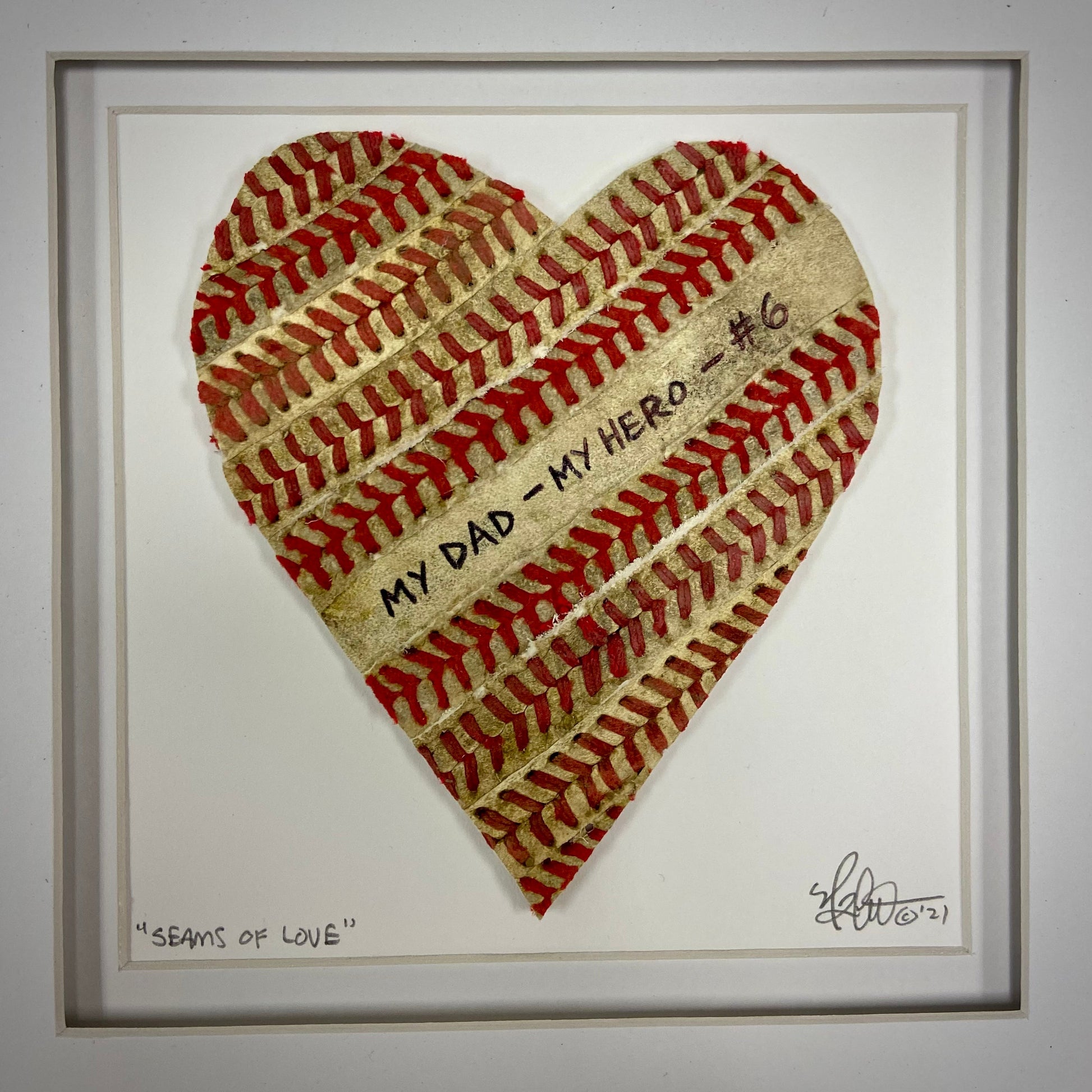 Baseball "Seams of Love" Custom Inscription Artwork