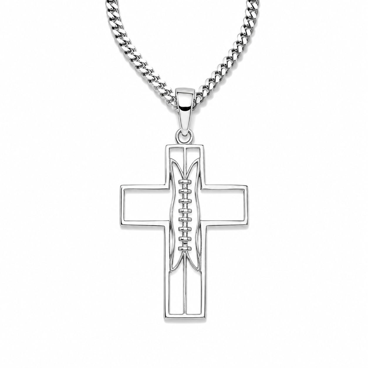  XL Gridiron Football Cross Necklace