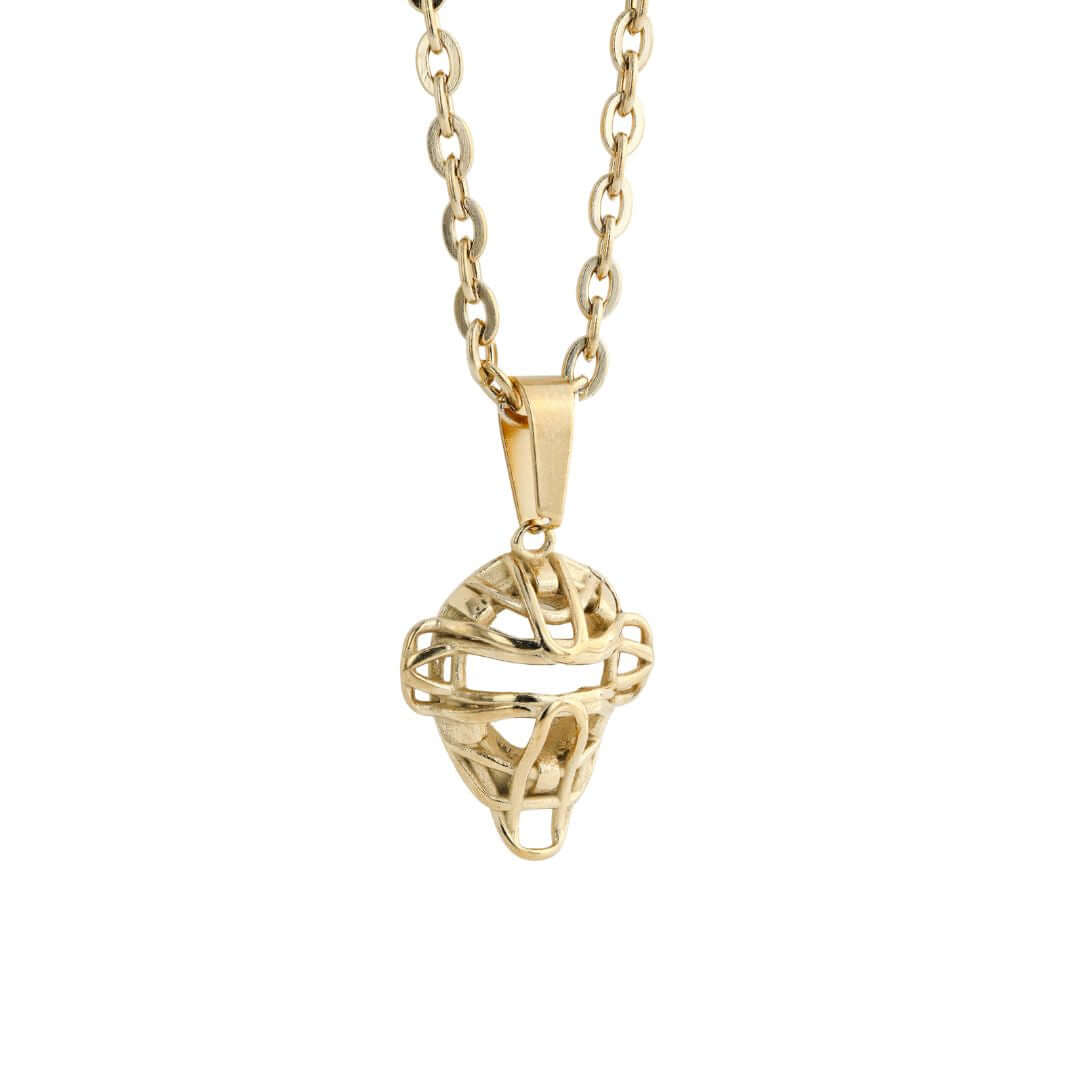 Gold Mini Baseball Catchers Mask Necklace | Stainless Steel