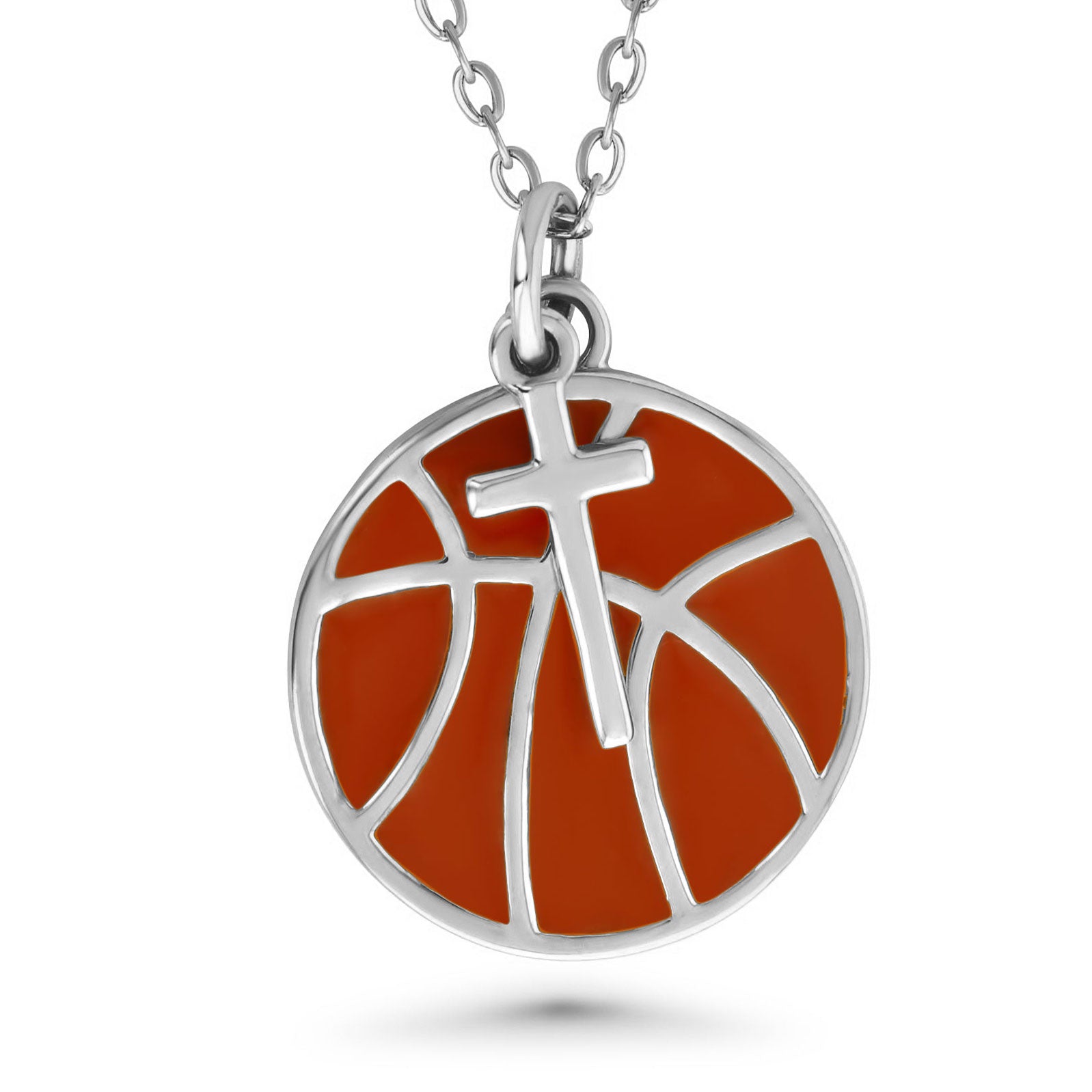 Basketball Dangle Cross Necklace