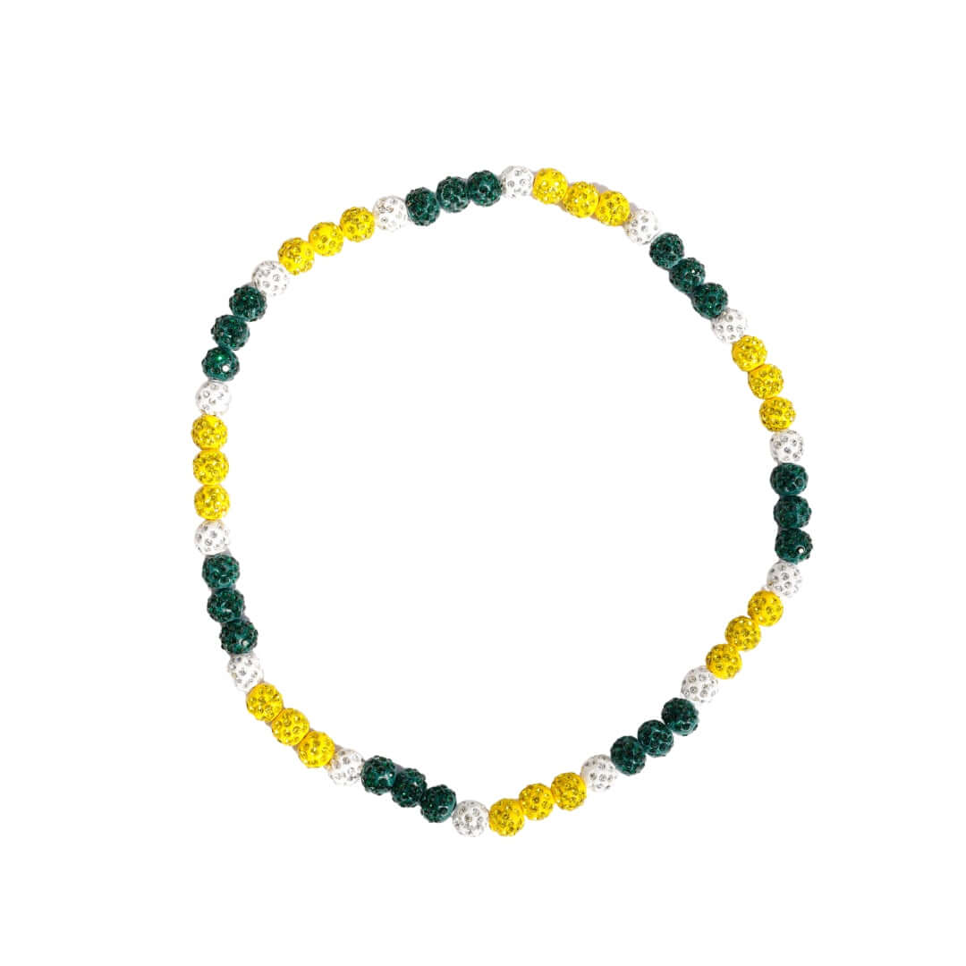 green and yellow iced out baseball necklace