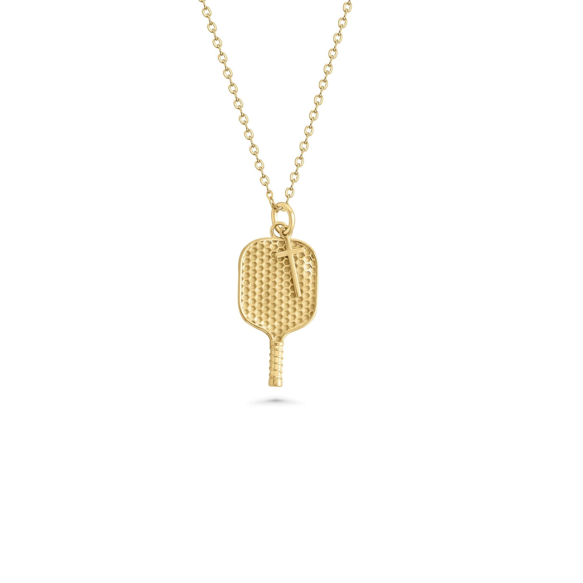 Pickleball Necklace w Dangle Cross Pendant | Christian Pickleball Jewelry
