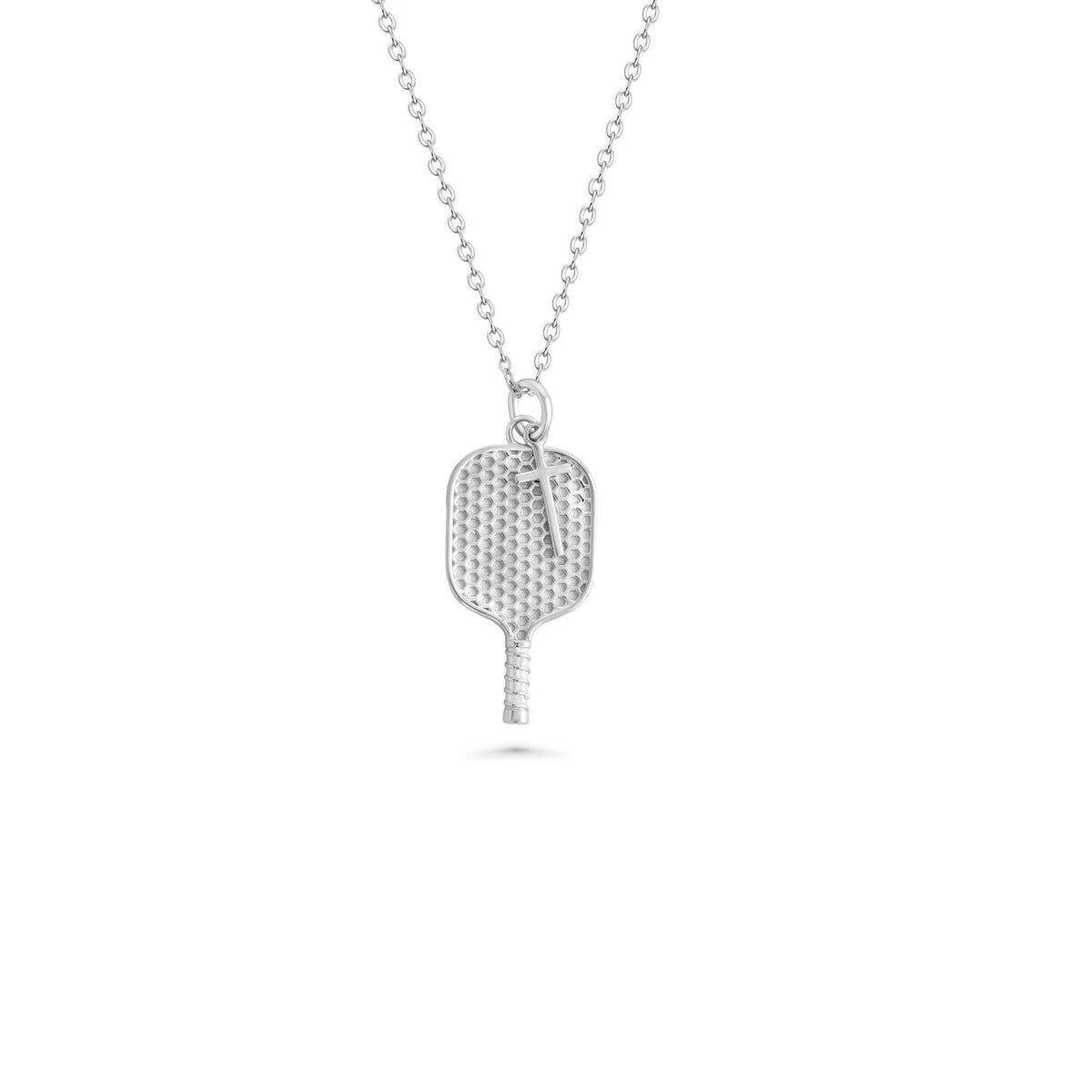 Pickleball Necklace w Dangle Cross Pendant | Christian Pickleball Jewelry