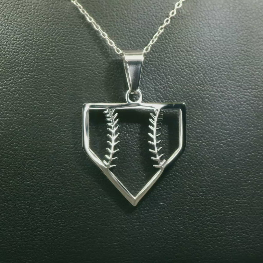 Home Plate Baseball Necklace | Baseball Pendant | Baseball Necklace