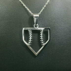 Home Plate Baseball Necklace | Baseball Pendant | Baseball Necklace