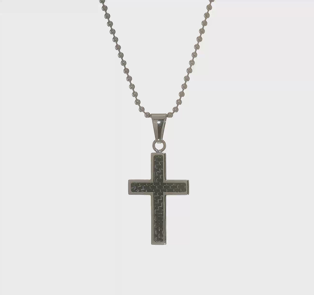 Christian Cross Necklace | Black Carbon Fiber