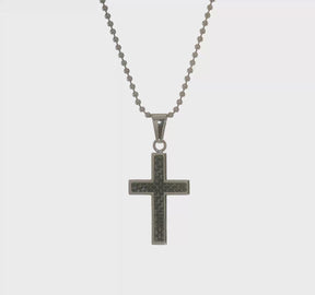 Christian Cross Necklace | Black Carbon Fiber
