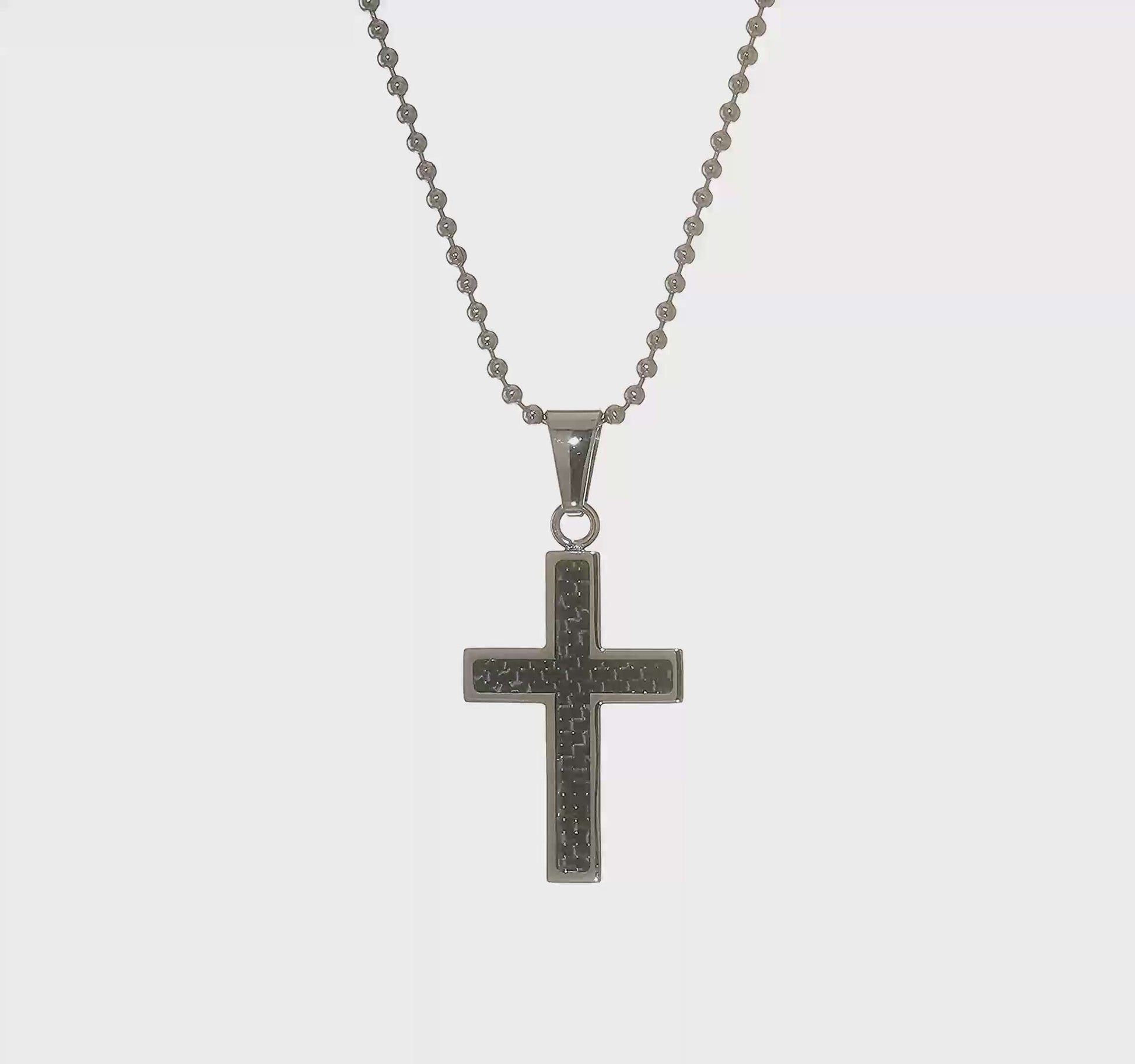 Christian Cross Necklace | Black Carbon Fiber