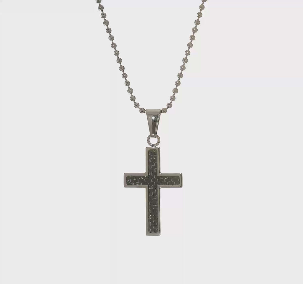 Christian Cross Necklace | Black Carbon Fiber