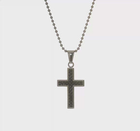 Christian Cross Necklace | Black Carbon Fiber