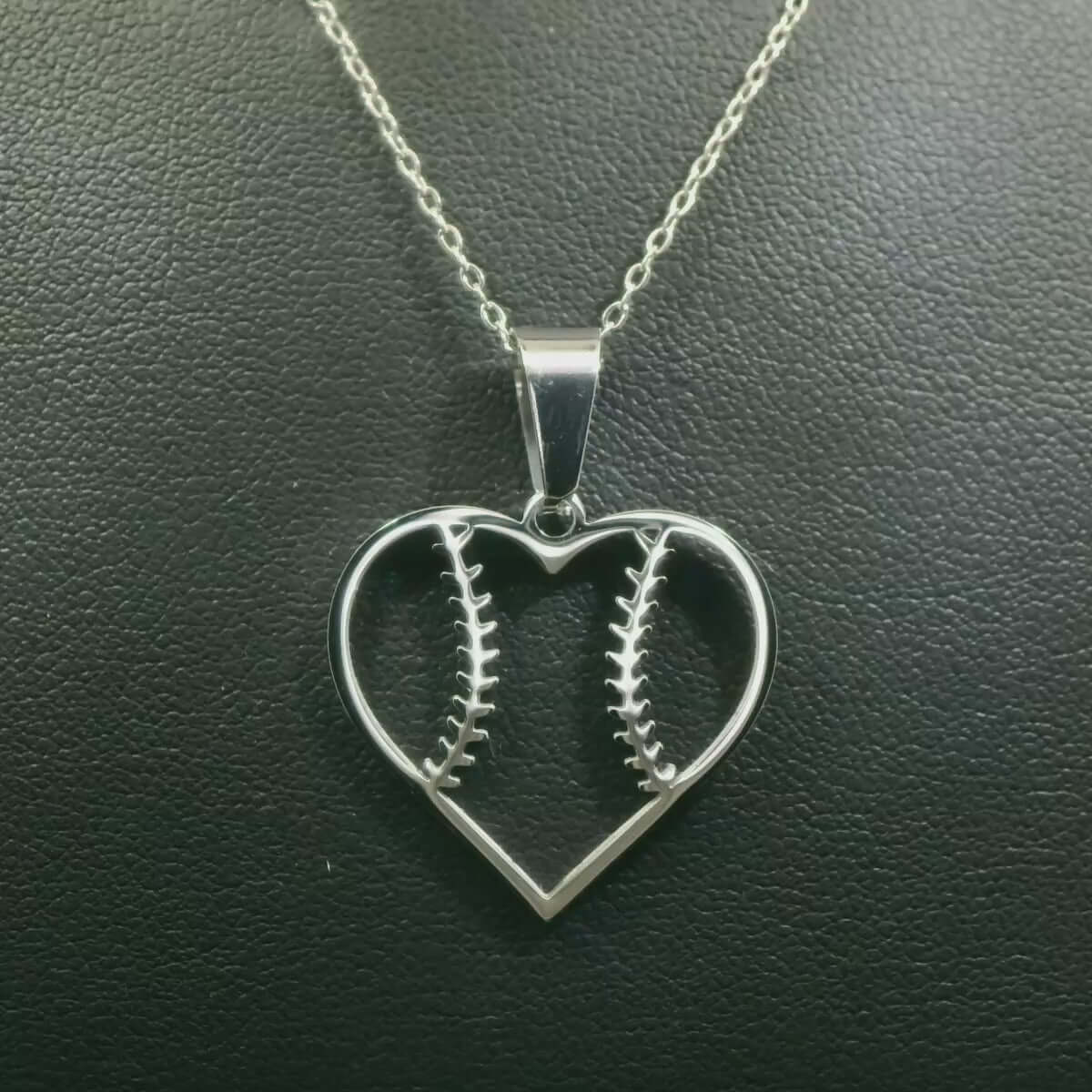 Heart Baseball Necklace | Baseball Pendant | Baseball Necklace