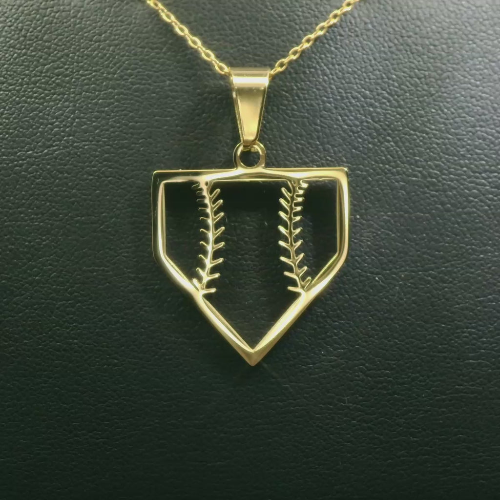 Home Plate Baseball Necklace | Baseball Pendant | Baseball Necklace